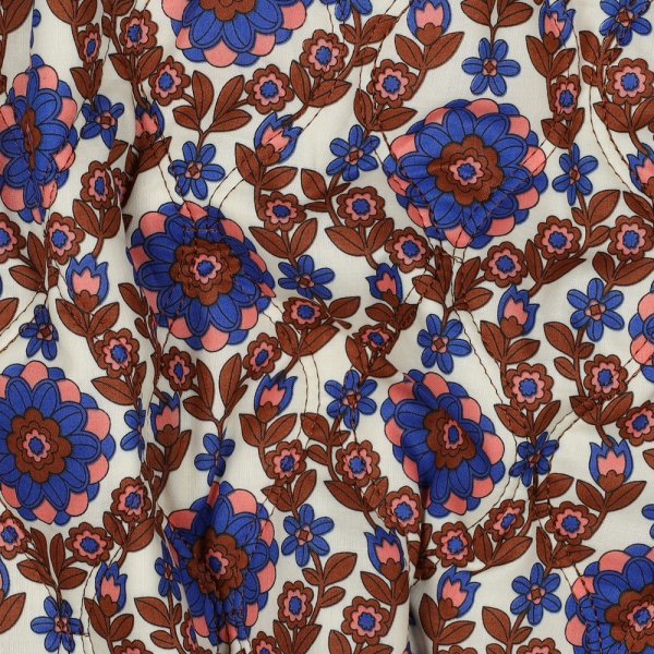 Baumwoll Stepper - Blossom Lines - ecru/blau/braun