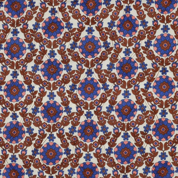 Baumwoll Stepper - Blossom Lines - ecru/blau/braun