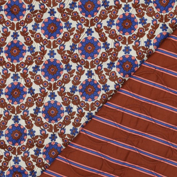 Baumwoll Stepper - Blossom Lines - ecru/blau/braun