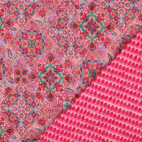 Doubleface Baumwollstepper - Nehama - rosa/orange