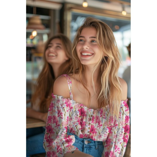 Viskose mit LENZING™ ECOVERO™ Fasern - Petalia Flowers - ecru/fuchsia