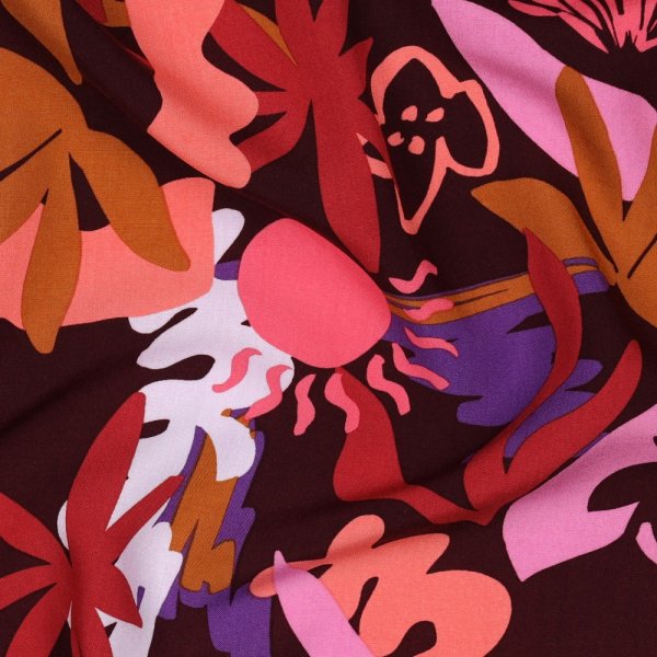 Viskose mit LENZING™ ECOVERO™ Fasern - Bloomfield - bordeaux/rosa/orange