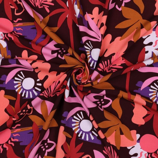 Viskose mit LENZING™ ECOVERO™ Fasern - Bloomfield - bordeaux/rosa/orange