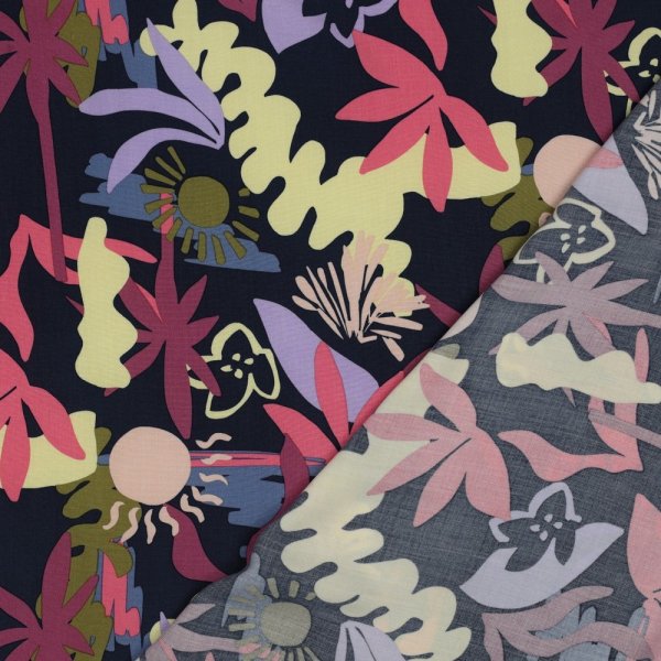 Viskose mit LENZING™ ECOVERO™ Fasern - Bloomfield - navy/mauve/gelb