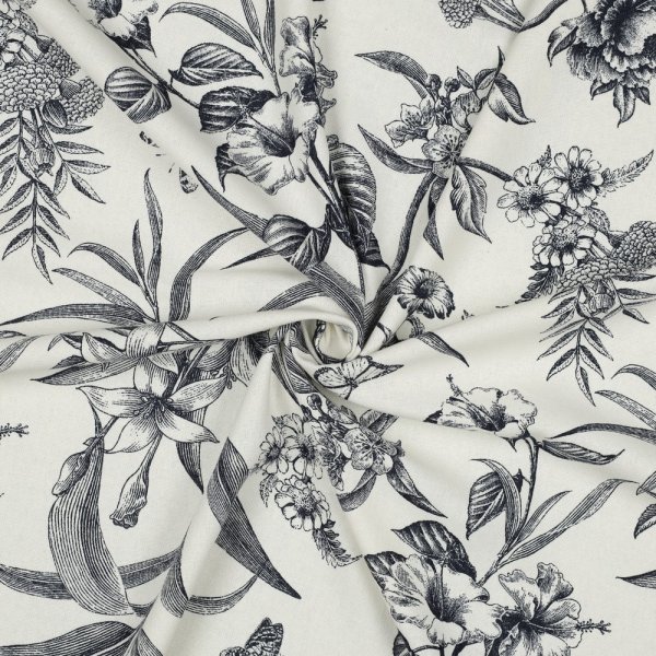 Viskose Leinen - Elowen - ecru/navy