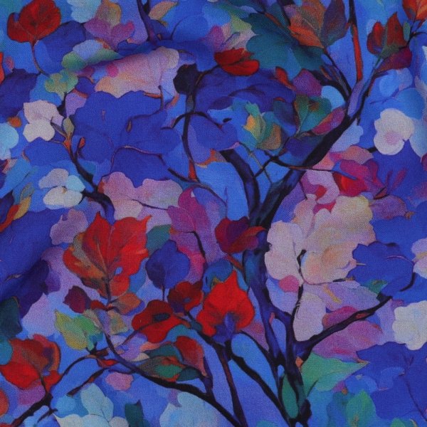 Viskose - Jimena Flowers - royal/lilac/green