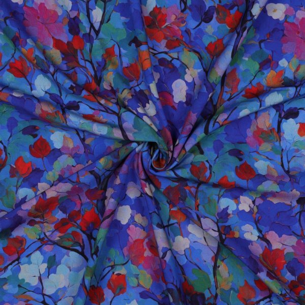 Viskose - Jimena Flowers - royal/lilac/green