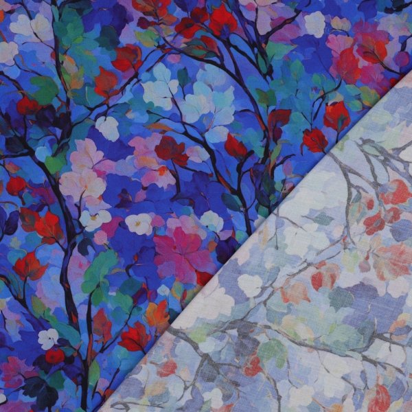 Viskose - Jimena Flowers - royal/lilac/green