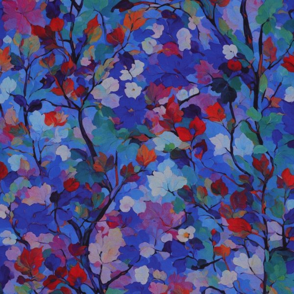 Viskose - Jimena Flowers - royal/lilac/green