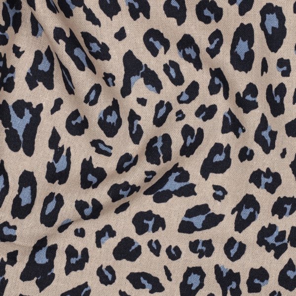 Viskose Leinen - Lando Leo - beige/blau/hellblau