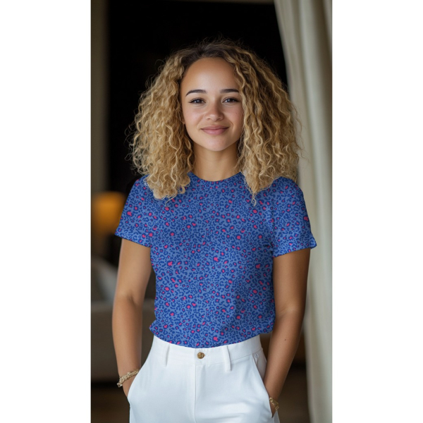 RESTSTÜCK 1,00m !!! - Rib Jersey - Roxy Leo - blau/pink