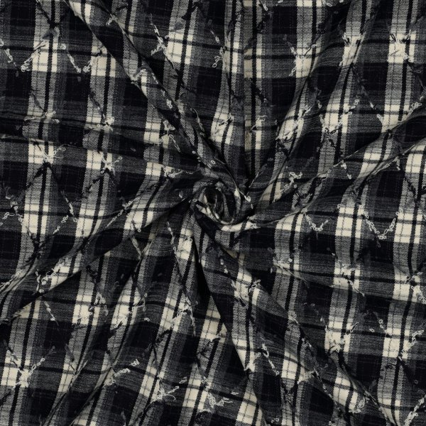 Light Denim Twill - Tangle Check - marine/ecru
