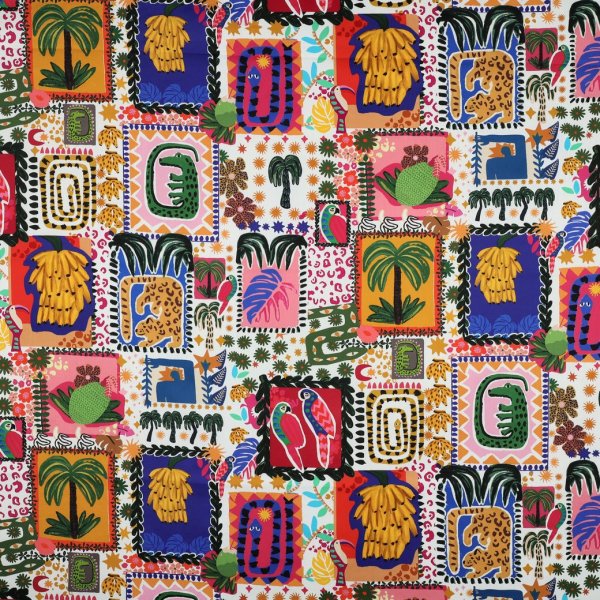 Baumwoll Satin - matt - Wild Patchwork - multicolor