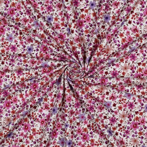 Jersey - Big Fiora Flowers - lila/fuchsia/rost/ecru