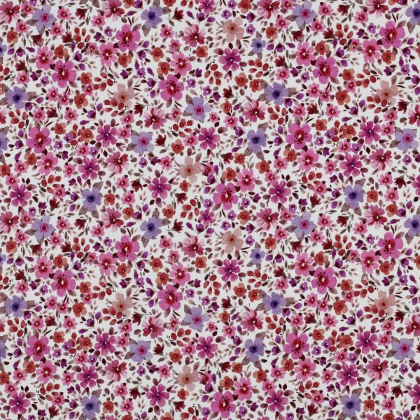 Jersey - Big Fiora Flowers - lila/fuchsia/rost/ecru