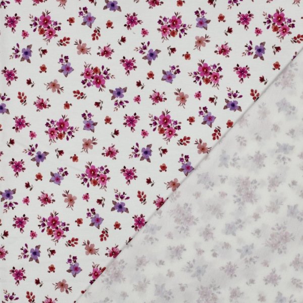 Jersey - Small Valeria Flowers - lila/fuchsia/rost/ecru