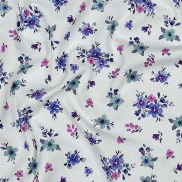 Jersey - Small Valeria Flowers - mint/lila/rosa/ecru