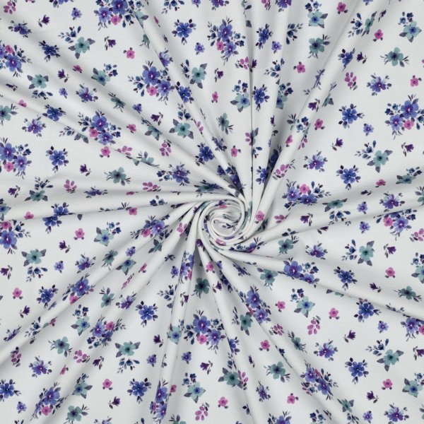 Jersey - Small Valeria Flowers - mint/lila/rosa/ecru