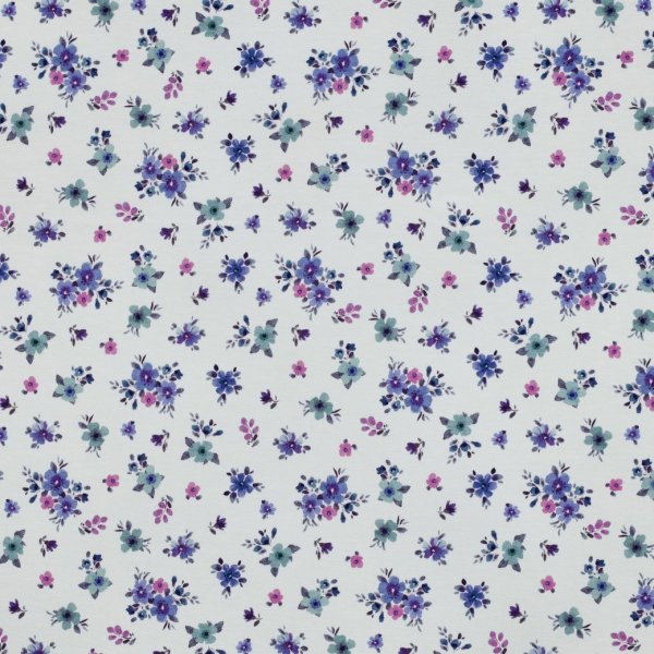 Jersey - Small Valeria Flowers - mint/lila/rosa/ecru