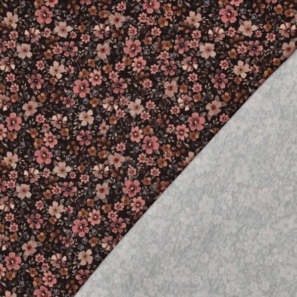 Jersey - Big Fiora Flowers - nude/khaki/rost/braun