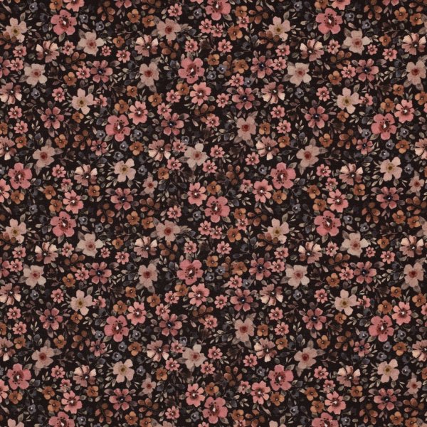 Jersey - Big Fiora Flowers - nude/khaki/rost/braun