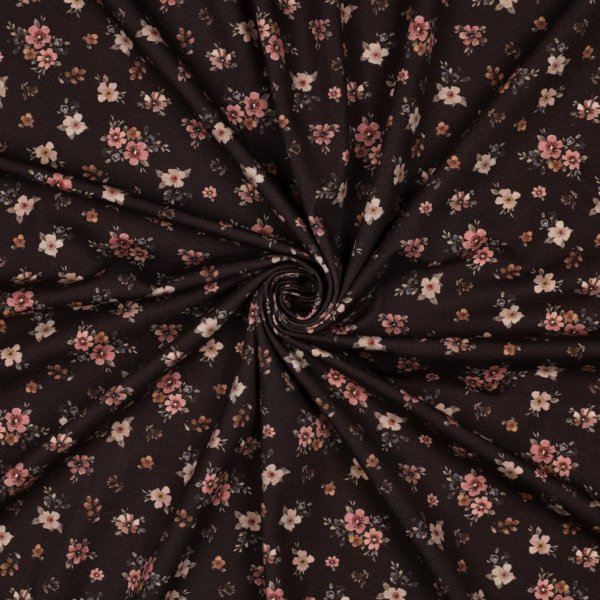 Jersey - Small Valeria Flowers - nude/khaki/rost/braun