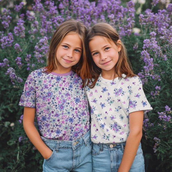 Jersey - Small Valeria Flowers - mint/lila/rosa/ecru