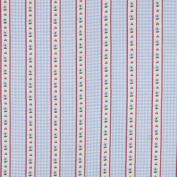 Musselin - Aviana - weiß/hellblau/rot