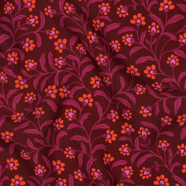 Viskose - Polina Flowers - burgund