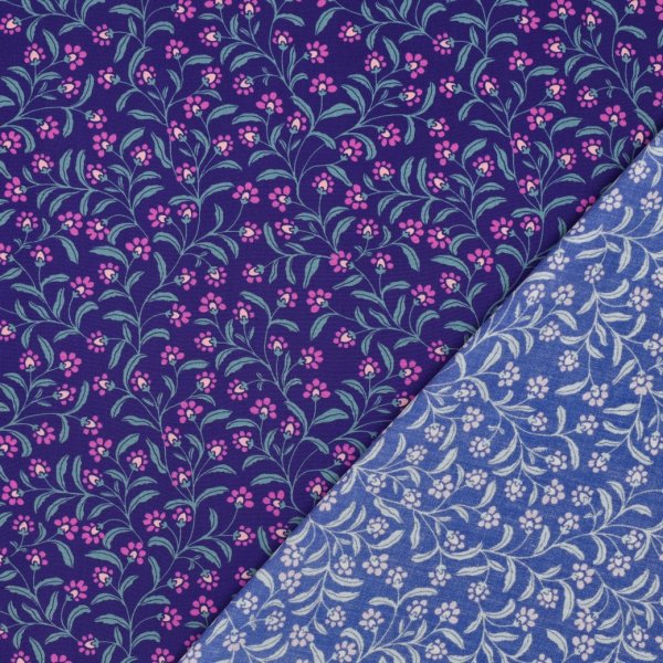 Viskose - Polina Flowers - blau
