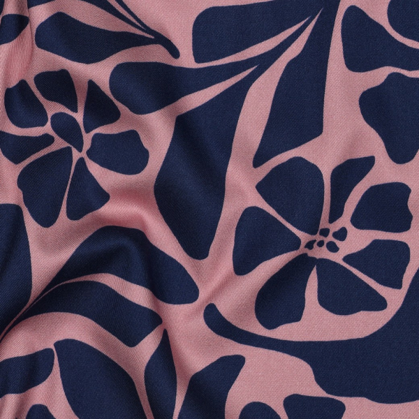 Viskosestretch - Melvina Flowers - rosa/denim