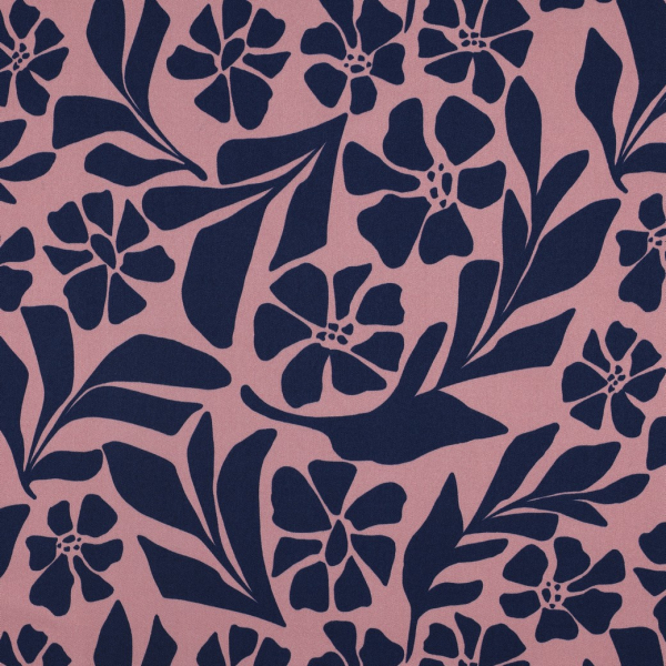 Viskosestretch - Melvina Flowers - rosa/denim