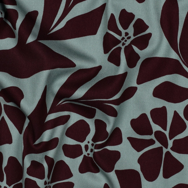 Viskosestretch - Melvina Flowers - mint/bordeaux