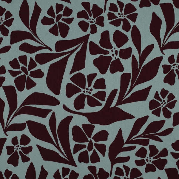 Viskosestretch - Melvina Flowers - mint/bordeaux