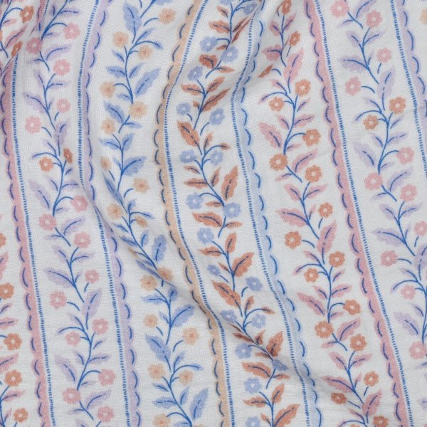 Bio Musselin - Amadea - weiß/hellblau