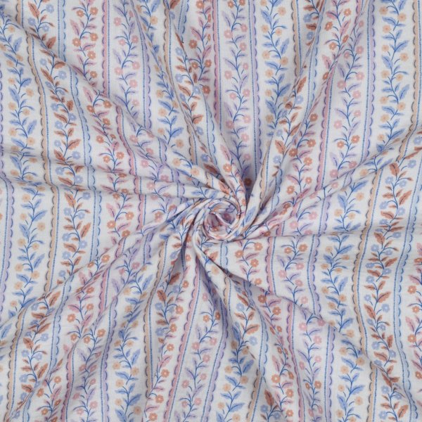 Bio Musselin - Amadea - weiß/hellblau