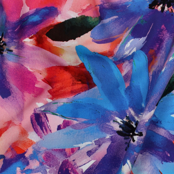 Viskose mit LENZING™ ECOVERO™ Fasern - Melody Flowers - pink/blue