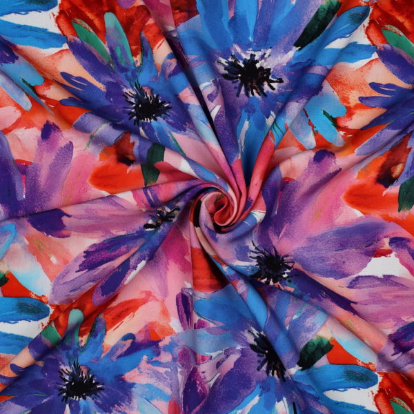 Viskose mit LENZING™ ECOVERO™ Fasern - Melody Flowers - pink/blue