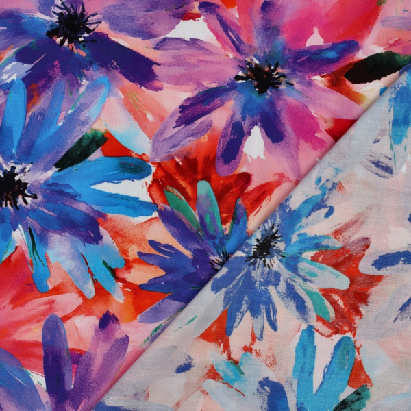 Viskose mit LENZING™ ECOVERO™ Fasern - Melody Flowers - pink/blue