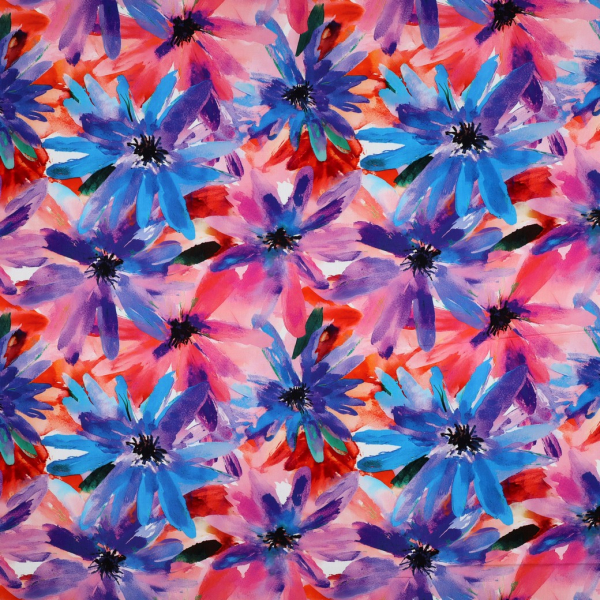 Viskose mit LENZING™ ECOVERO™ Fasern - Melody Flowers - pink/blue