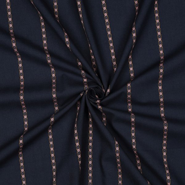 Baumwolle - Lajana - dunkelblau/rosa/orange