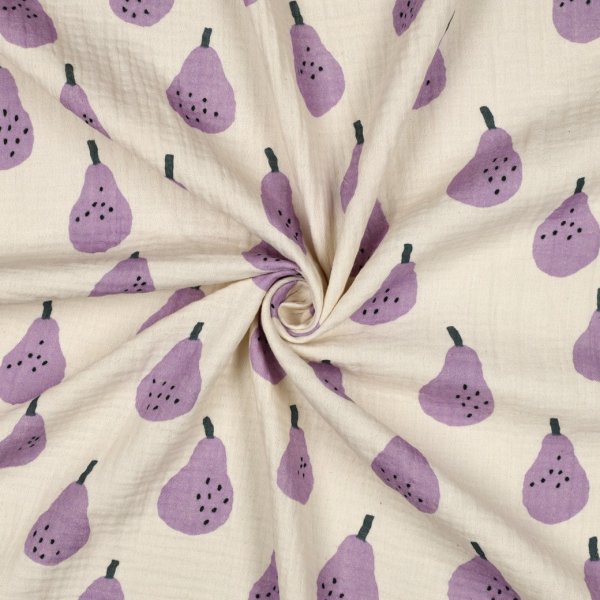 Bio Musselin - Pears - flieder/ecru - by Jennifer Bouron