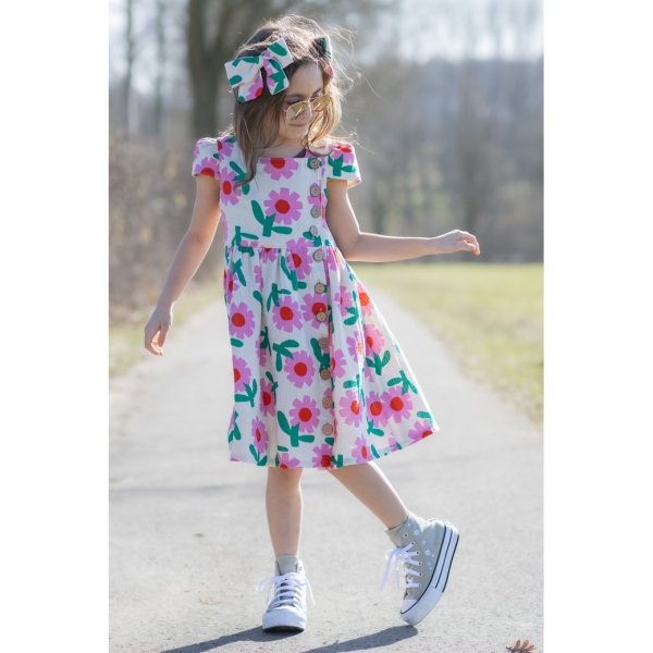 Bio Musselin - Flowers - rosa/ecru/grün - by Jennifer Bouron