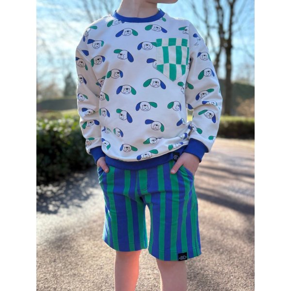 Bio French Terry - Stripes - blau/grün - by Jennifer Bouron