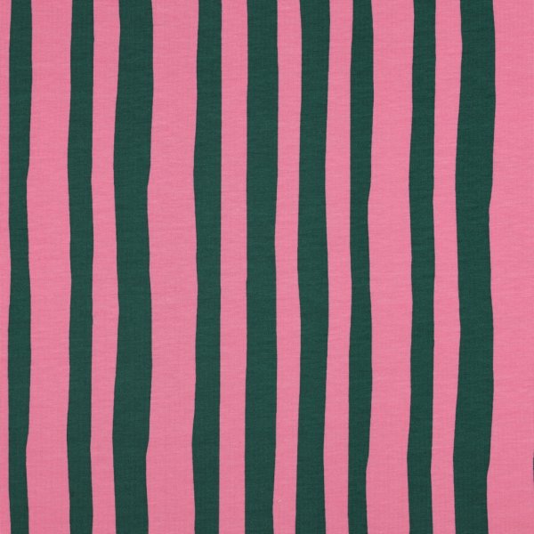 Bio French Terry - Stripes - rosa/dunkelgrün - by Jennifer Bouron