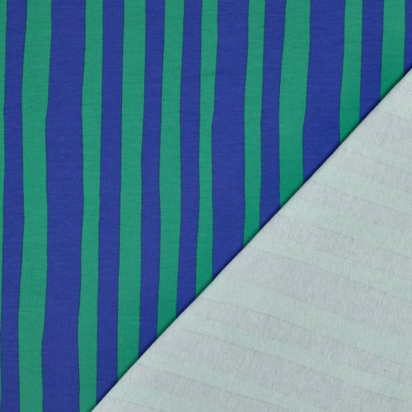 Bio French Terry - Stripes - blau/grün - by Jennifer Bouron