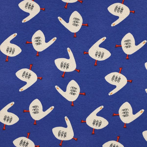 Bio Ripp Jersey - Geese - blau - by Jennifer Bouron