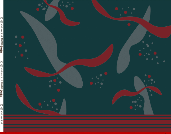 Viskose Panel - Abstrakt - rot/gulf coast - Bordure Studio - Swafing by Kibadoo