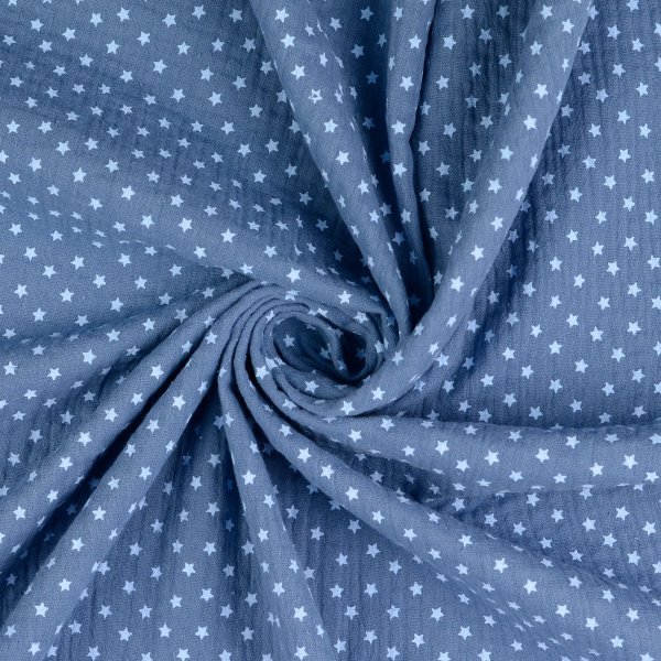 RESTSTÜCK 1,40m !!! - Musselin - Sternenzauber - blau