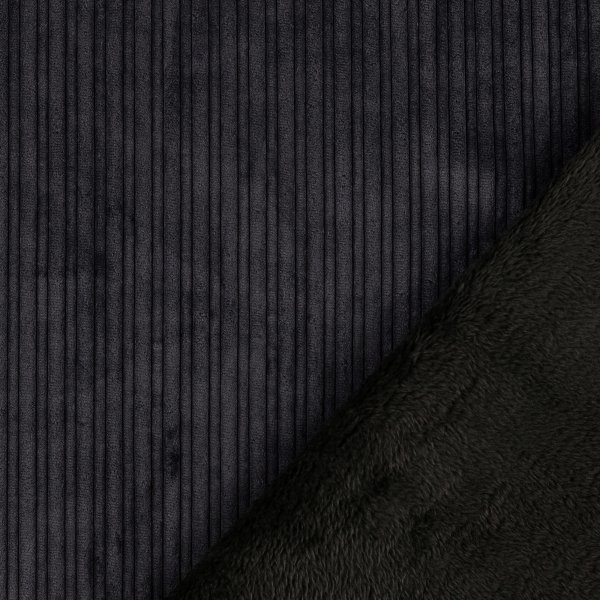 RESTSTÜCK 1,30m !!! - Cord mit Fellabseite - dunkelgrau